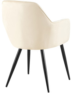 Fauteuil de table style art déco années 50 Velours Blanc crème Métal Noir Mat Rielo - 1