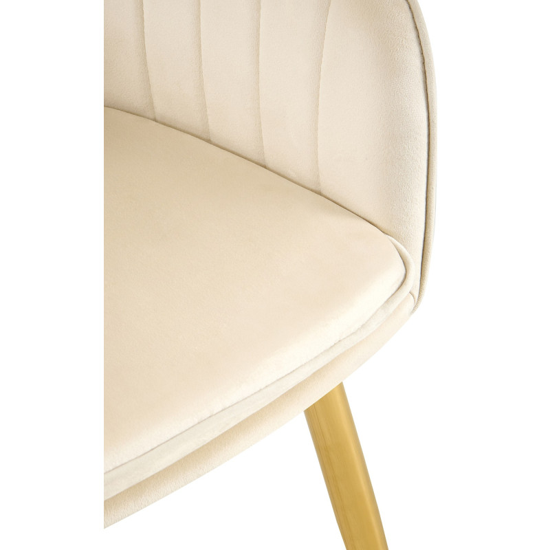 Fauteuil de table style art déco années 50 Velours Blanc crème Métal Doré Brillant Rielo - 2
