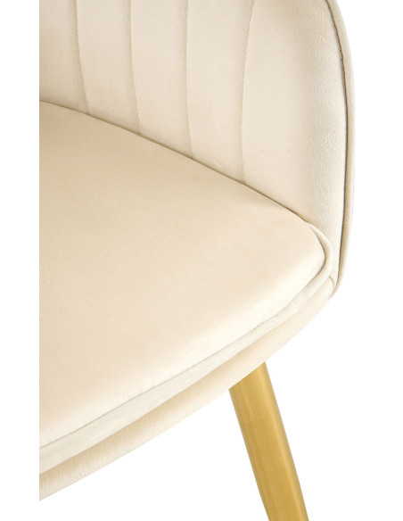 Fauteuil de table style art déco années 50 Velours Blanc crème Métal Doré Brillant Rielo - 2