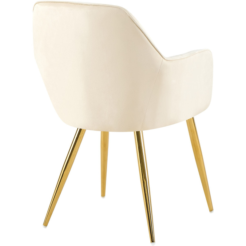 Fauteuil de table style art déco années 50 Velours Blanc crème Métal Doré Brillant Rielo - 3
