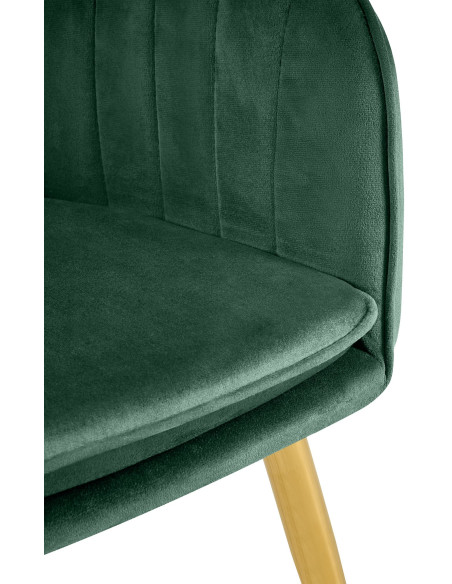 Fauteuil de table style art déco années 50 Velours Vert Métal Doré Brillant Rielo 