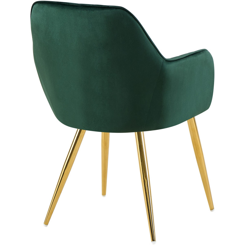 Fauteuil de table style art déco années 50 Velours Vert Métal Doré Brillant Rielo 