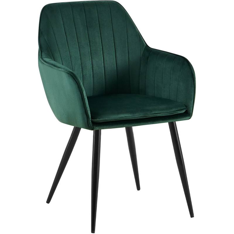 Fauteuil de table style art déco années 50 Velours Vert Métal Noir Mat Rielo 