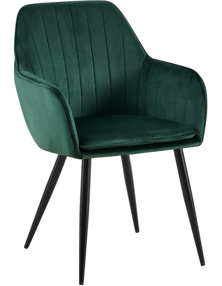 Fauteuil de table style art déco années 50 Velours Vert Métal Noir Mat Rielo 
