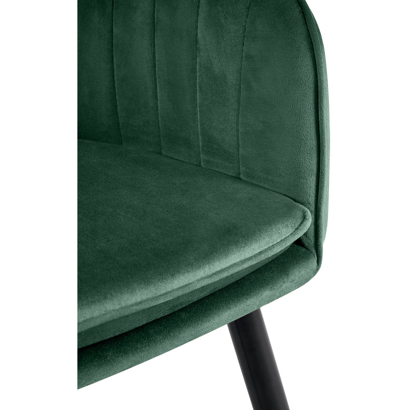 Fauteuil de table style art déco années 50 Velours Vert Métal Noir Mat Rielo 