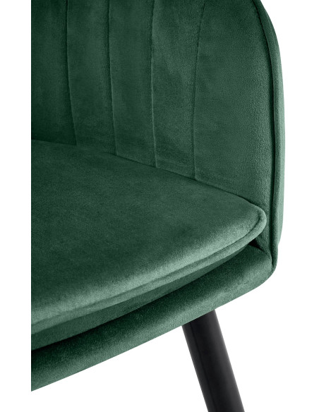 Fauteuil de table style art déco années 50 Velours Vert Métal Noir Mat Rielo 