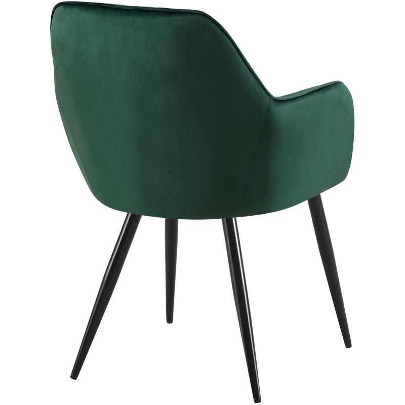 Fauteuil de table style art déco années 50 Velours Vert Métal Noir Mat Rielo 