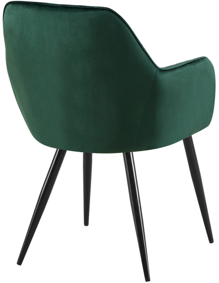 Fauteuil de table style art déco années 50 Velours Vert Métal Noir Mat Rielo 