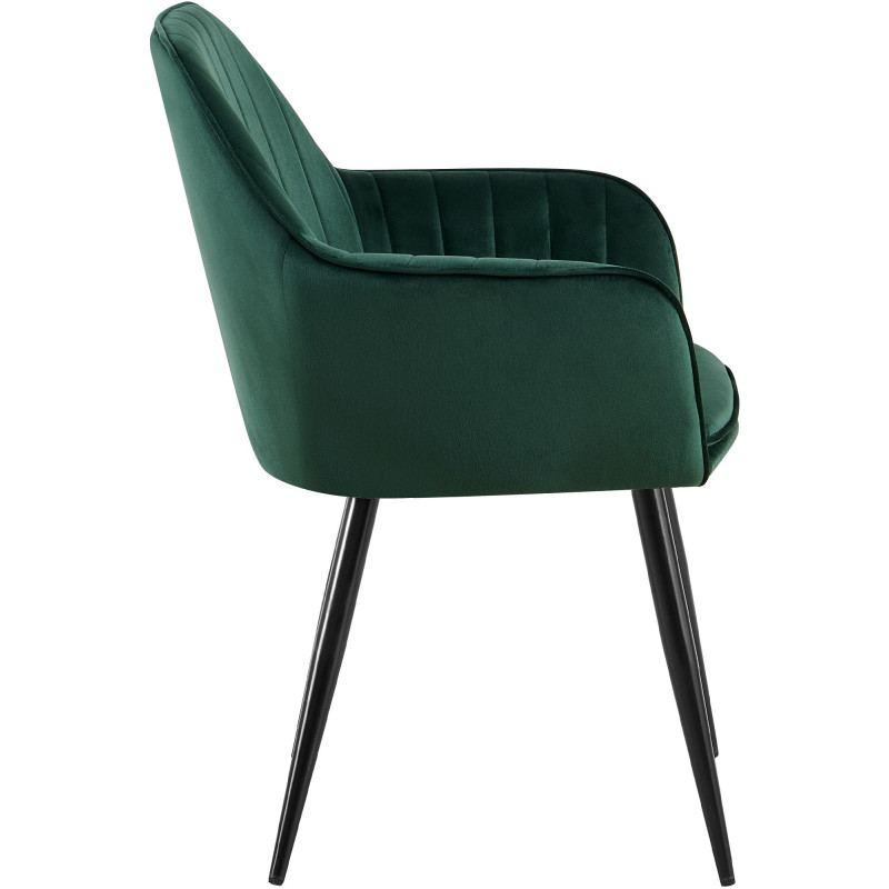Fauteuil de table style art déco années 50 Velours Vert Métal Noir Mat Rielo 
