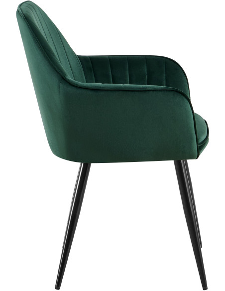 Fauteuil de table style art déco années 50 Velours Vert Métal Noir Mat Rielo 