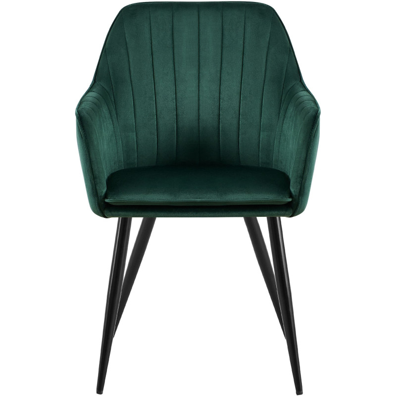 Fauteuil de table style art déco années 50 Velours Vert Métal Noir Mat Rielo 