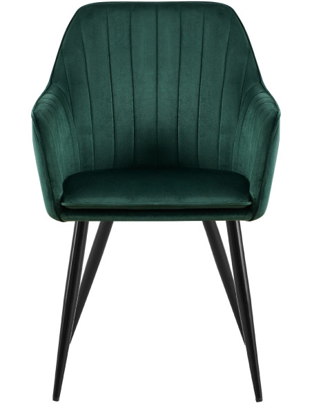 Fauteuil de table style art déco années 50 Velours Vert Métal Noir Mat Rielo 