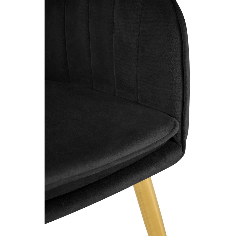 Fauteuil de table style art déco années 50 Velours Noir Métal Doré Brillant Rielo - 2