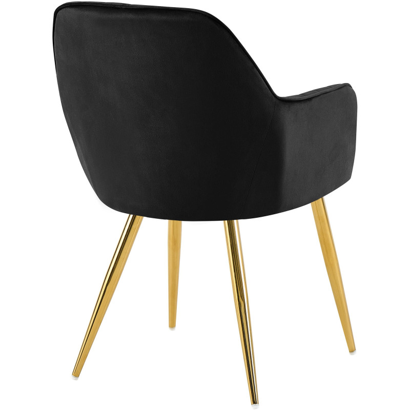 Fauteuil de table style art déco années 50 Velours Noir Métal Doré Brillant Rielo - 3