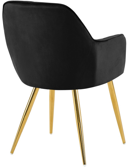 Fauteuil de table style art déco années 50 Velours Noir Métal Doré Brillant Rielo - 3
