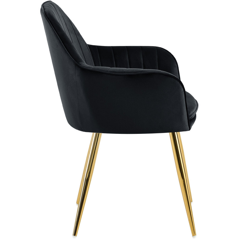 Fauteuil de table style art déco années 50 Velours Noir Métal Doré Brillant Rielo - 4