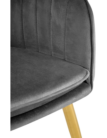 Fauteuil de table style art déco années 50 Velours Gris foncé Métal Doré Brillant Rielo - 2