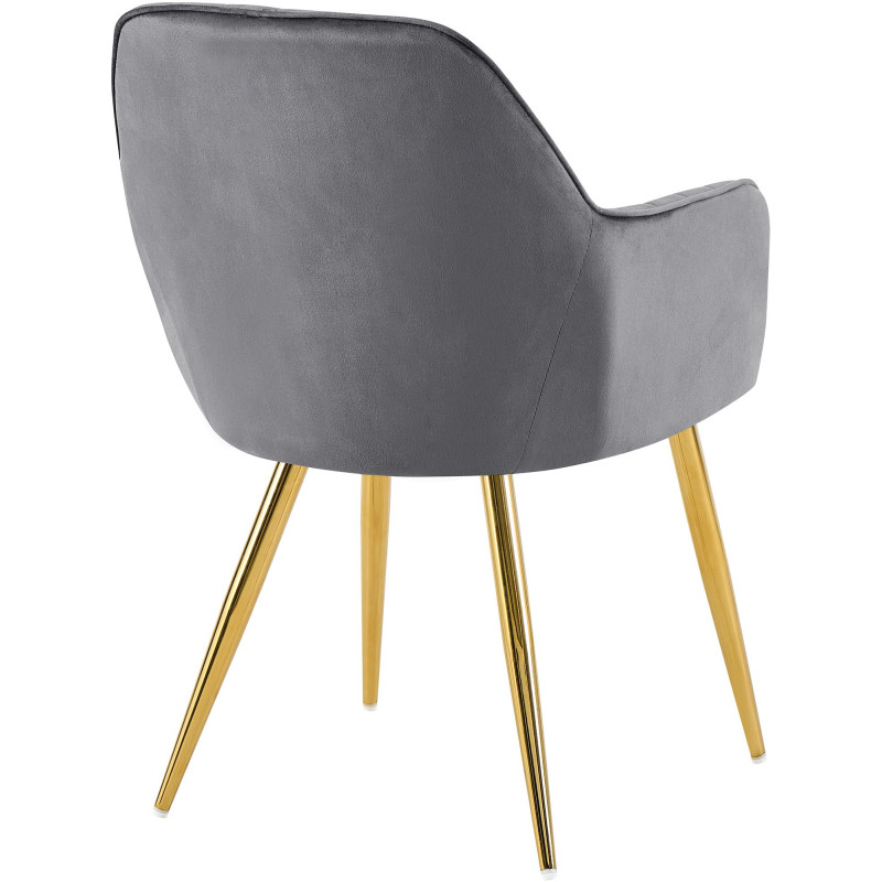 Fauteuil de table style art déco années 50 Velours Gris foncé Métal Doré Brillant Rielo - 3