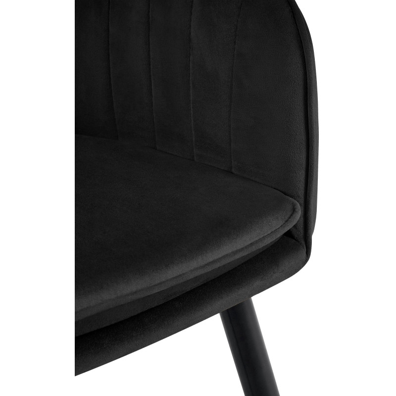 Fauteuil de table style art déco années 50 Velours Noir Métal Noir Mat Rielo - 2