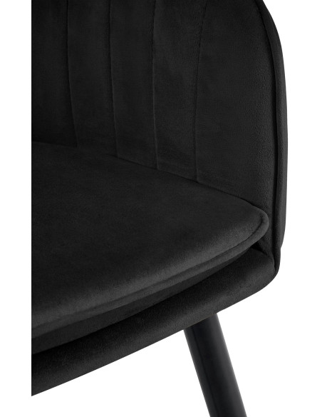 Fauteuil de table style art déco années 50 Velours Noir Métal Noir Mat Rielo - 2