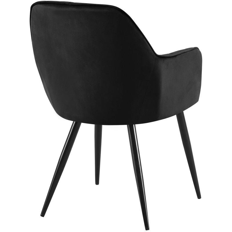 Fauteuil de table style art déco années 50 Velours Noir Métal Noir Mat Rielo - 3