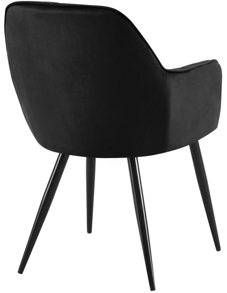 Fauteuil de table style art déco années 50 Velours Noir Métal Noir Mat Rielo - 3