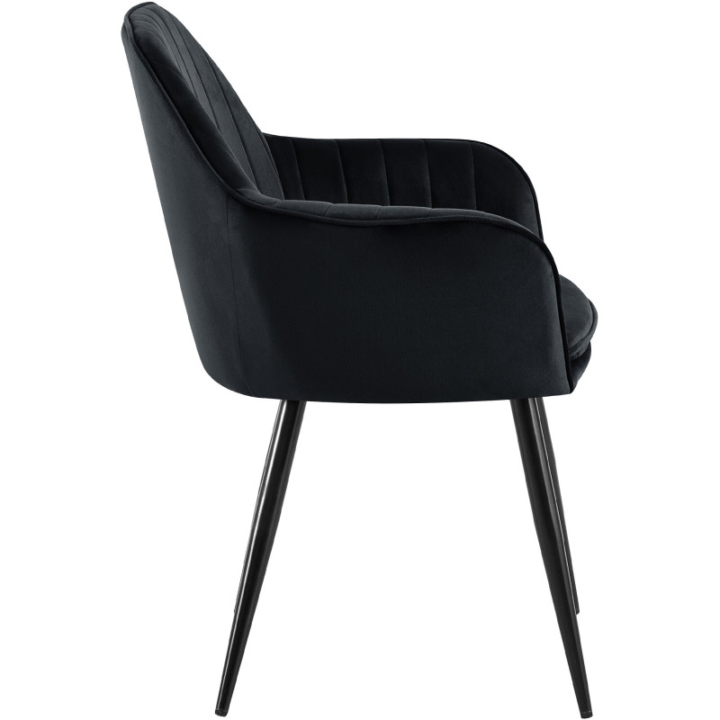 Fauteuil de table style art déco années 50 Velours Noir Métal Noir Mat Rielo - 4