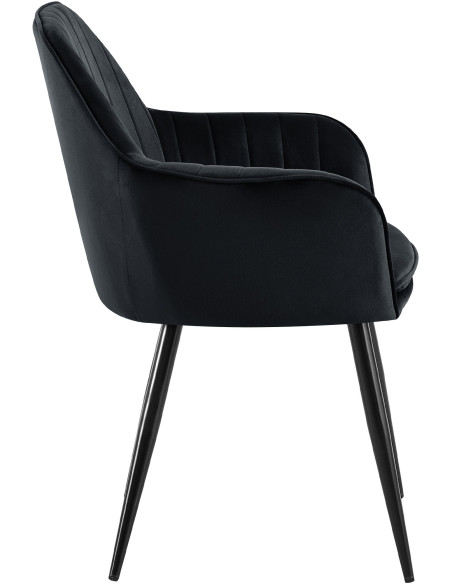 Fauteuil de table style art déco années 50 Velours Noir Métal Noir Mat Rielo - 4