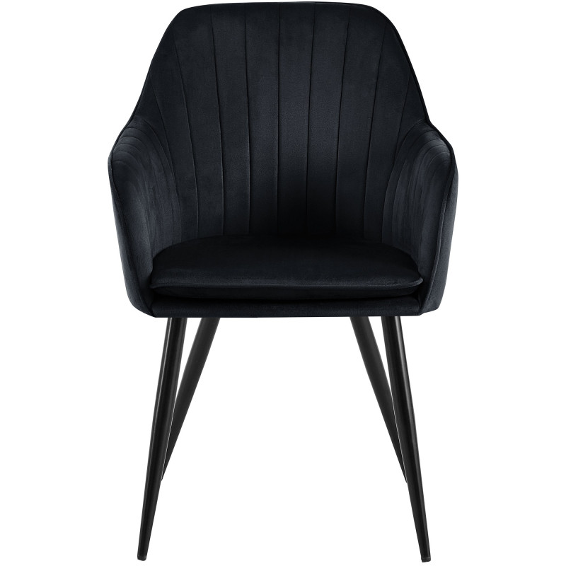 Fauteuil de table style art déco années 50 Velours Noir Métal Noir Mat Rielo - 5