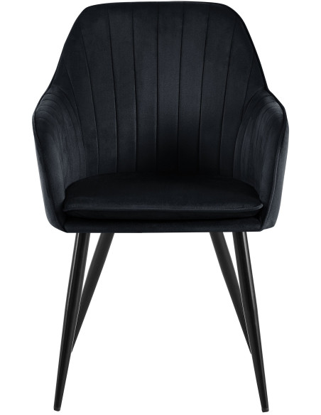 Fauteuil de table style art déco années 50 Velours Noir Métal Noir Mat Rielo - 5