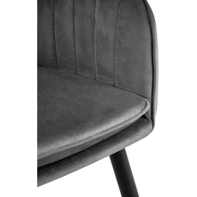 Fauteuil de table style art déco années 50 Velours Gris foncé Métal Noir Mat Rielo - 2