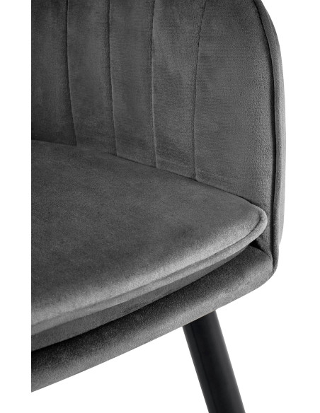 Fauteuil de table style art déco années 50 Velours Gris foncé Métal Noir Mat Rielo - 2