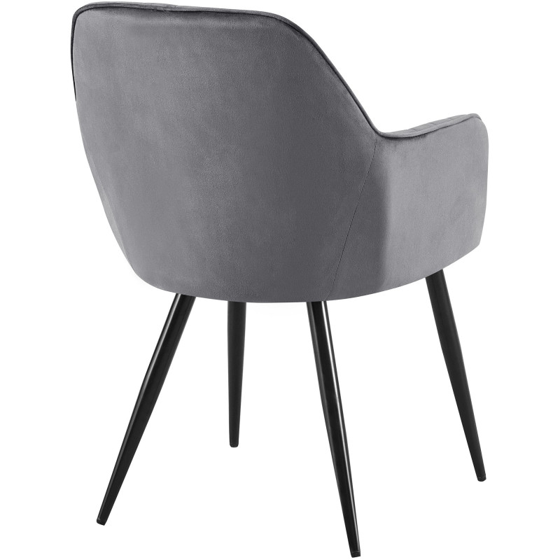 Fauteuil de table style art déco années 50 Velours Gris foncé Métal Noir Mat Rielo - 3