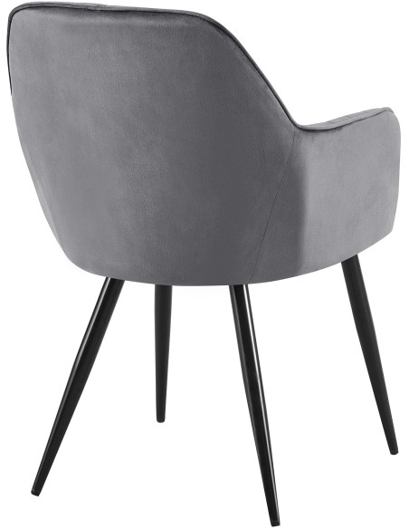 Fauteuil de table style art déco années 50 Velours Gris foncé Métal Noir Mat Rielo - 3