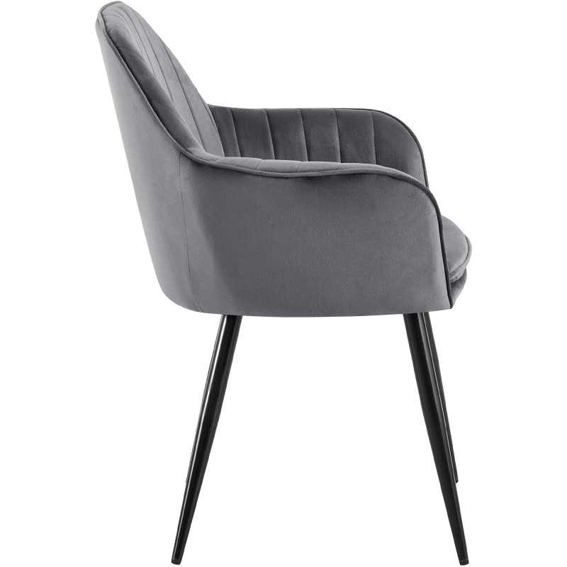 Fauteuil de table style art déco années 50 Velours Gris foncé Métal Noir Mat Rielo - 4