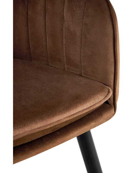 Fauteuil de table style art déco années 50 Velours Marron Métal Noir Mat Rielo 