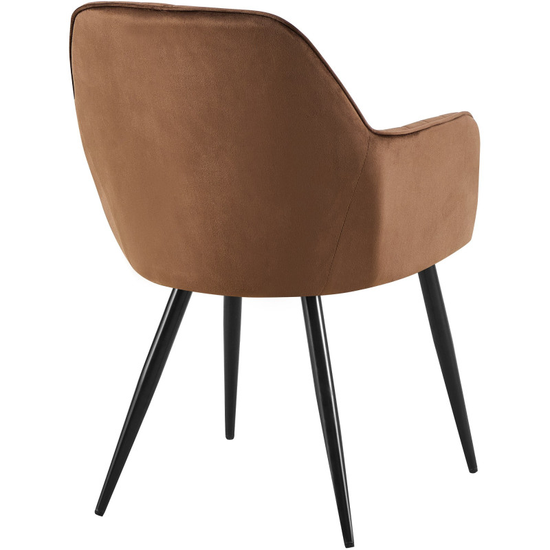 Fauteuil de table style art déco années 50 Velours Marron Métal Noir Mat Rielo 