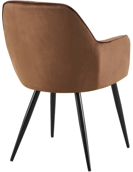 Fauteuil de table style art déco années 50 Velours Marron Métal Noir Mat Rielo 