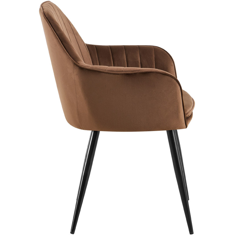 Fauteuil de table style art déco années 50 Velours Marron Métal Noir Mat Rielo 
