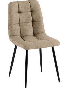 Chaise rétro chic Tissu Taupe Métal Noir Mat Karvi - 1