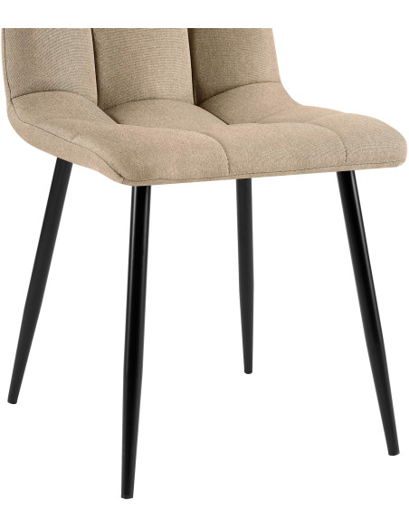 Chaise rétro chic Tissu Taupe Métal Noir Mat Karvi - 4