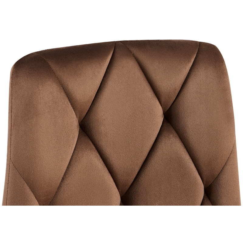 Chaise moderne chic matelassée Velours Marron Motif losanges Métal Noir Mat Jasen - 4
