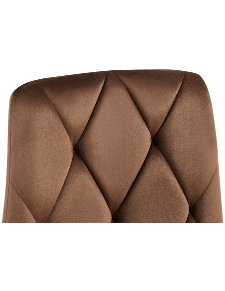 Chaise moderne chic matelassée Velours Marron Motif losanges Métal Noir Mat Jasen - 4