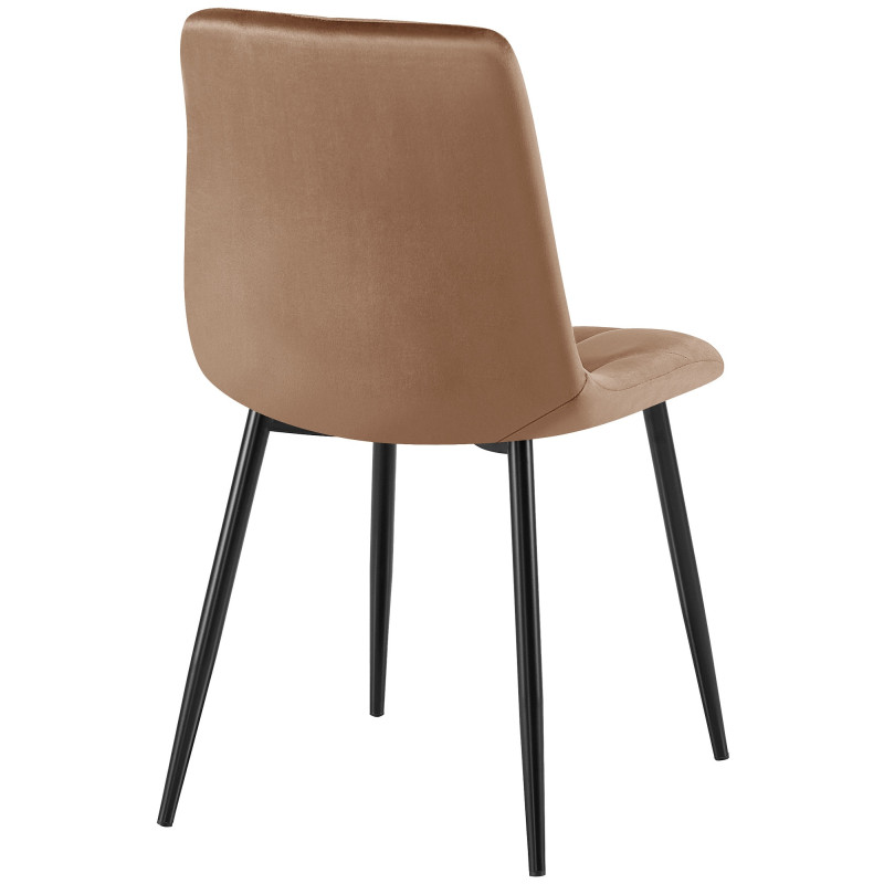 Chaise moderne chic matelassée Velours Marron Motif losanges Métal Noir Mat Jasen - 3