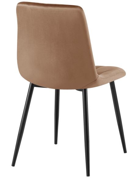 Chaise moderne chic matelassée Velours Marron Motif losanges Métal Noir Mat Jasen - 3