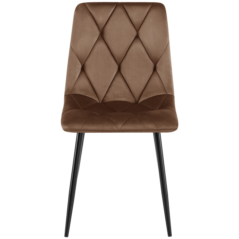 Chaise moderne chic matelassée Velours Marron Motif losanges Métal Noir Mat Jasen - 2