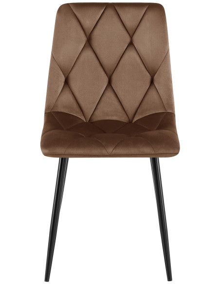 Chaise moderne chic matelassée Velours Marron Motif losanges Métal Noir Mat Jasen - 2