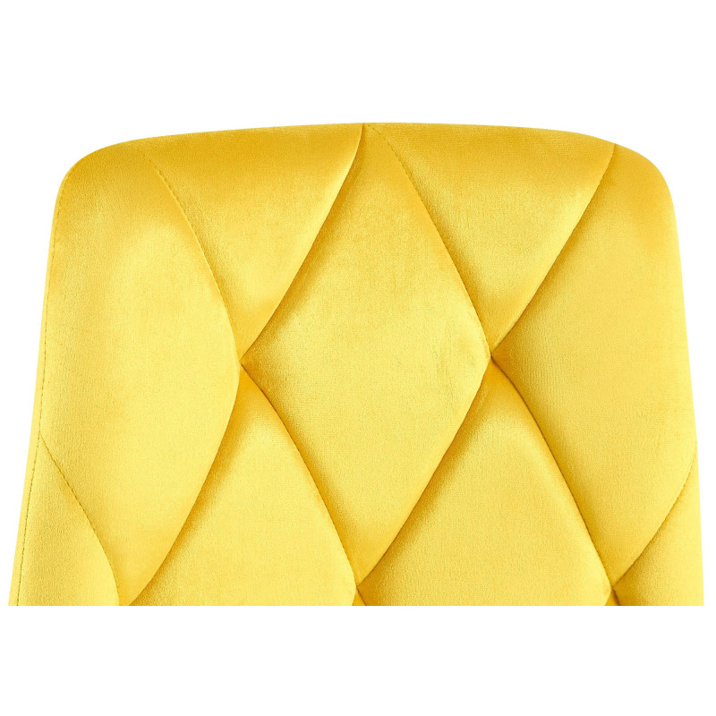 Chaise moderne chic matelassée Velours Jaune Motif losanges Métal Noir Mat Jasen - 4