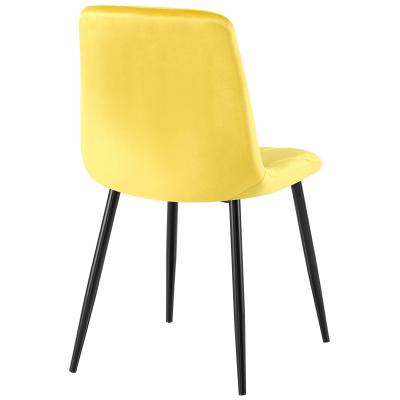 Chaise moderne chic matelassée Velours Jaune Motif losanges Métal Noir Mat Jasen - 3