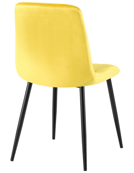 Chaise moderne chic matelassée Velours Jaune Motif losanges Métal Noir Mat Jasen - 3